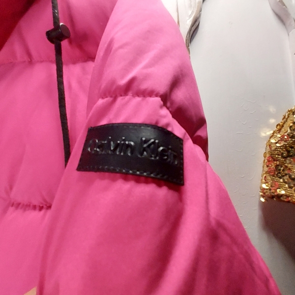 Pink Calvin Klein Women's Modern Fit Hooded Puffer Jacket Coat - Picture 4 of 10